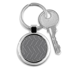 Escher Striped Black And White Plain Vinyl Key Chains (round) 