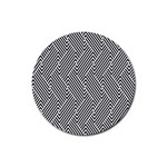 Escher Striped Black And White Plain Vinyl Rubber Coaster (Round)  Front