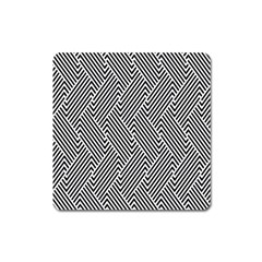 Escher Striped Black And White Plain Vinyl Square Magnet by Mariart