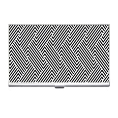 Escher Striped Black And White Plain Vinyl Business Card Holders by Mariart