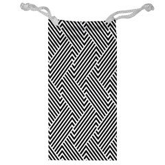 Escher Striped Black And White Plain Vinyl Jewelry Bag by Mariart