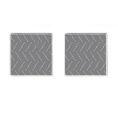 Escher Striped Black And White Plain Vinyl Cufflinks (square) by Mariart