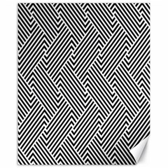 Escher Striped Black And White Plain Vinyl Canvas 16  X 20   by Mariart