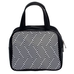 Escher Striped Black And White Plain Vinyl Classic Handbags (2 Sides) by Mariart