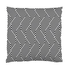 Escher Striped Black And White Plain Vinyl Standard Cushion Case (one Side) by Mariart