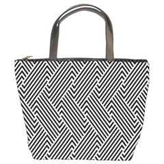 Escher Striped Black And White Plain Vinyl Bucket Bags by Mariart