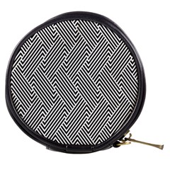 Escher Striped Black And White Plain Vinyl Mini Makeup Bags