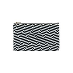 Escher Striped Black And White Plain Vinyl Cosmetic Bag (small)  by Mariart