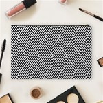 Escher Striped Black And White Plain Vinyl Cosmetic Bag (Large)  Back