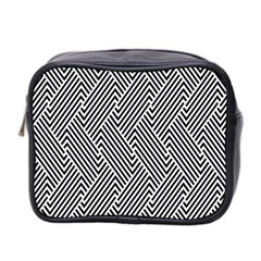 Escher Striped Black And White Plain Vinyl Mini Toiletries Bag 2-side by Mariart