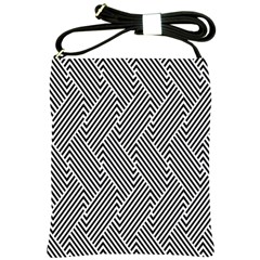 Escher Striped Black And White Plain Vinyl Shoulder Sling Bags