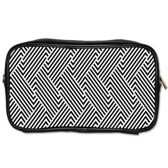 Escher Striped Black And White Plain Vinyl Toiletries Bags 2-side