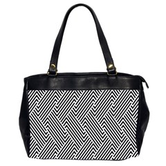 Escher Striped Black And White Plain Vinyl Office Handbags (2 Sides)  by Mariart