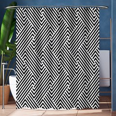 Escher Striped Black And White Plain Vinyl Shower Curtain 60  X 72  (medium)  by Mariart