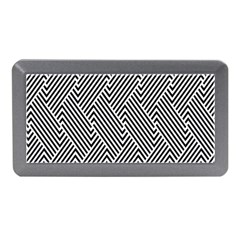 Escher Striped Black And White Plain Vinyl Memory Card Reader (mini) by Mariart