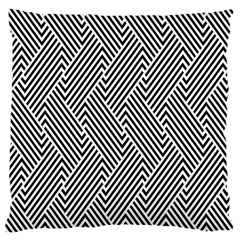 Escher Striped Black And White Plain Vinyl Large Cushion Case (one Side) by Mariart