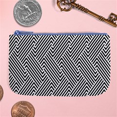 Escher Striped Black And White Plain Vinyl Large Coin Purse by Mariart