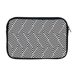 Escher Striped Black And White Plain Vinyl Apple Macbook Pro 17  Zipper Case by Mariart