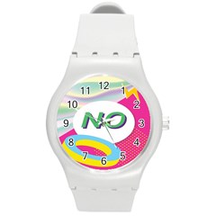 Lightning Polka Dots Circle Pink Waves Behance Feelings Beauty Round Plastic Sport Watch (m) by Mariart