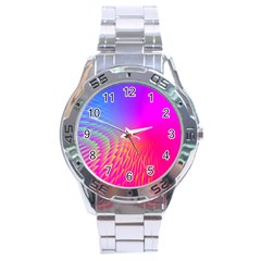 Light Aurora Pink Purple Gold Stainless Steel Analogue Watch