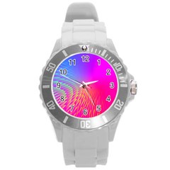 Light Aurora Pink Purple Gold Round Plastic Sport Watch (l) by Mariart