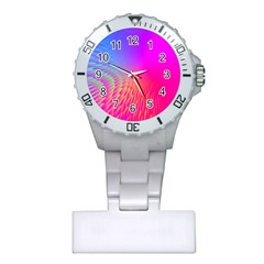 Light Aurora Pink Purple Gold Plastic Nurses Watch by Mariart