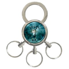 The Billy Goat  Skull With Feathers And Flowers 3-ring Key Chains by FantasyWorld7