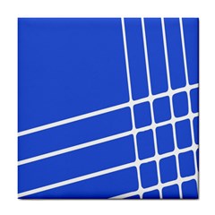 Line Stripes Blue Tile Coasters by Mariart