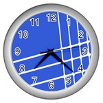 Line Stripes Blue Wall Clocks (Silver)  Front