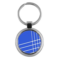 Line Stripes Blue Key Chains (round)  by Mariart