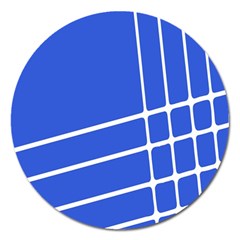 Line Stripes Blue Magnet 5  (round) by Mariart