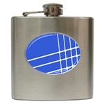 Line Stripes Blue Hip Flask (6 oz) Front