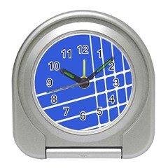 Line Stripes Blue Travel Alarm Clocks by Mariart