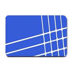 Line Stripes Blue Small Doormat  by Mariart