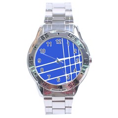 Line Stripes Blue Stainless Steel Analogue Watch