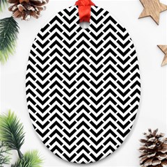 Funky Chevron Stripes Triangles Ornament (oval)