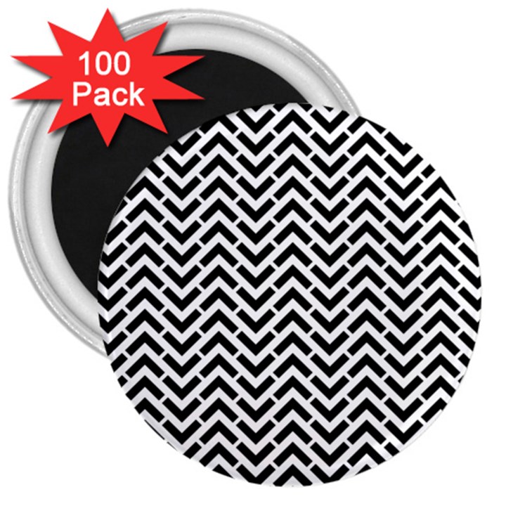 Funky Chevron Stripes Triangles 3  Magnets (100 pack)