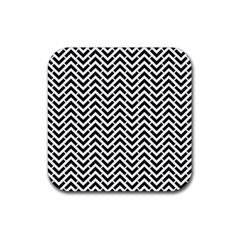 Funky Chevron Stripes Triangles Rubber Coaster (square)  by Mariart