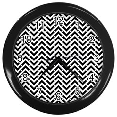 Funky Chevron Stripes Triangles Wall Clocks (black)