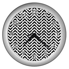 Funky Chevron Stripes Triangles Wall Clocks (silver) 