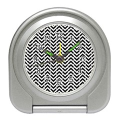 Funky Chevron Stripes Triangles Travel Alarm Clocks by Mariart