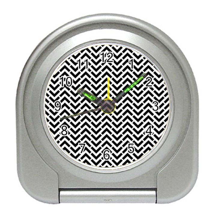 Funky Chevron Stripes Triangles Travel Alarm Clocks