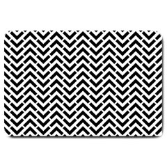 Funky Chevron Stripes Triangles Large Doormat  by Mariart