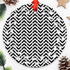 Funky Chevron Stripes Triangles Ornament (round Filigree) by Mariart