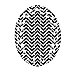 Funky Chevron Stripes Triangles Ornament (oval Filigree) by Mariart