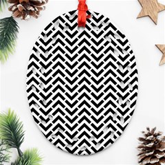 Funky Chevron Stripes Triangles Oval Filigree Ornament (two Sides) by Mariart