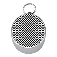 Funky Chevron Stripes Triangles Mini Silver Compasses