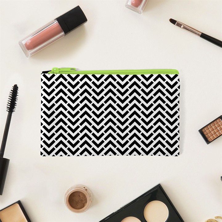 Funky Chevron Stripes Triangles Cosmetic Bag (XS)