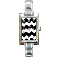 Lokki Cotton White Black Waves Rectangle Italian Charm Watch by Mariart