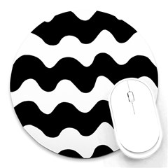 Lokki Cotton White Black Waves Round Mousepads